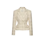 Magda Butrym Tailored cotton peplum blazer in cream check