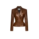Magda Butrym Tailored leather peplum blazer in light brown