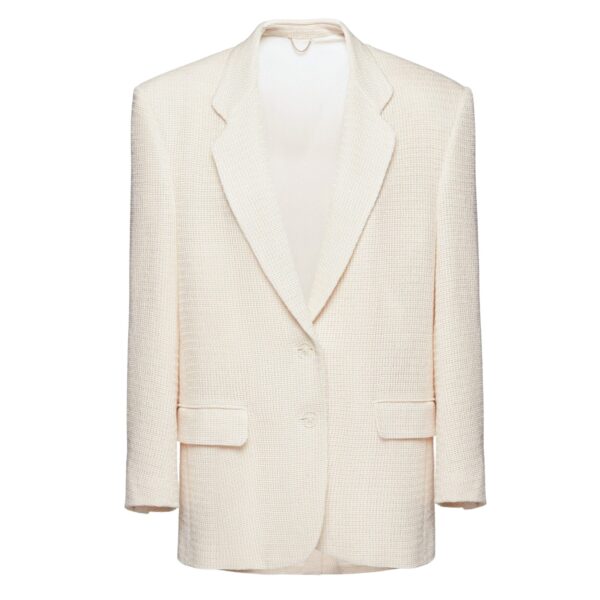 Magda Butrym Tailored oversized handwoven blazer in cream