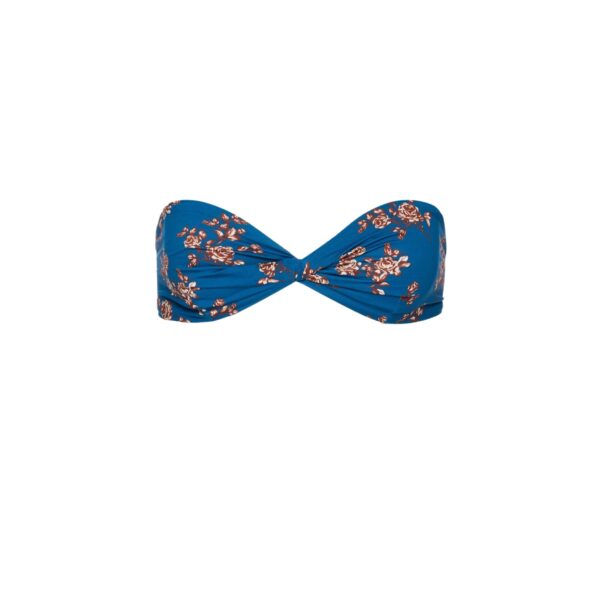 Magda Butrym Twisted bandeau swim top in blue floral print