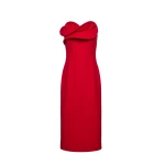 Magda Butrym Wool corset dress with sculptural neckline in red