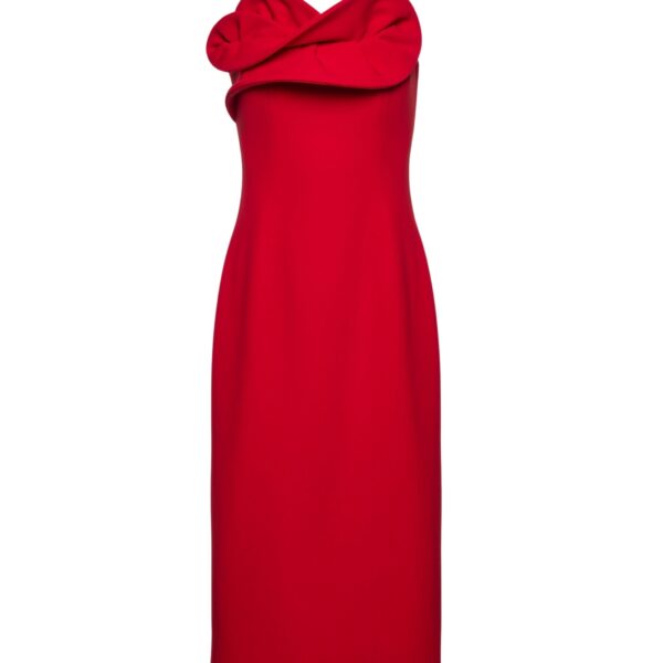 Magda Butrym Wool corset dress with sculptural neckline in red