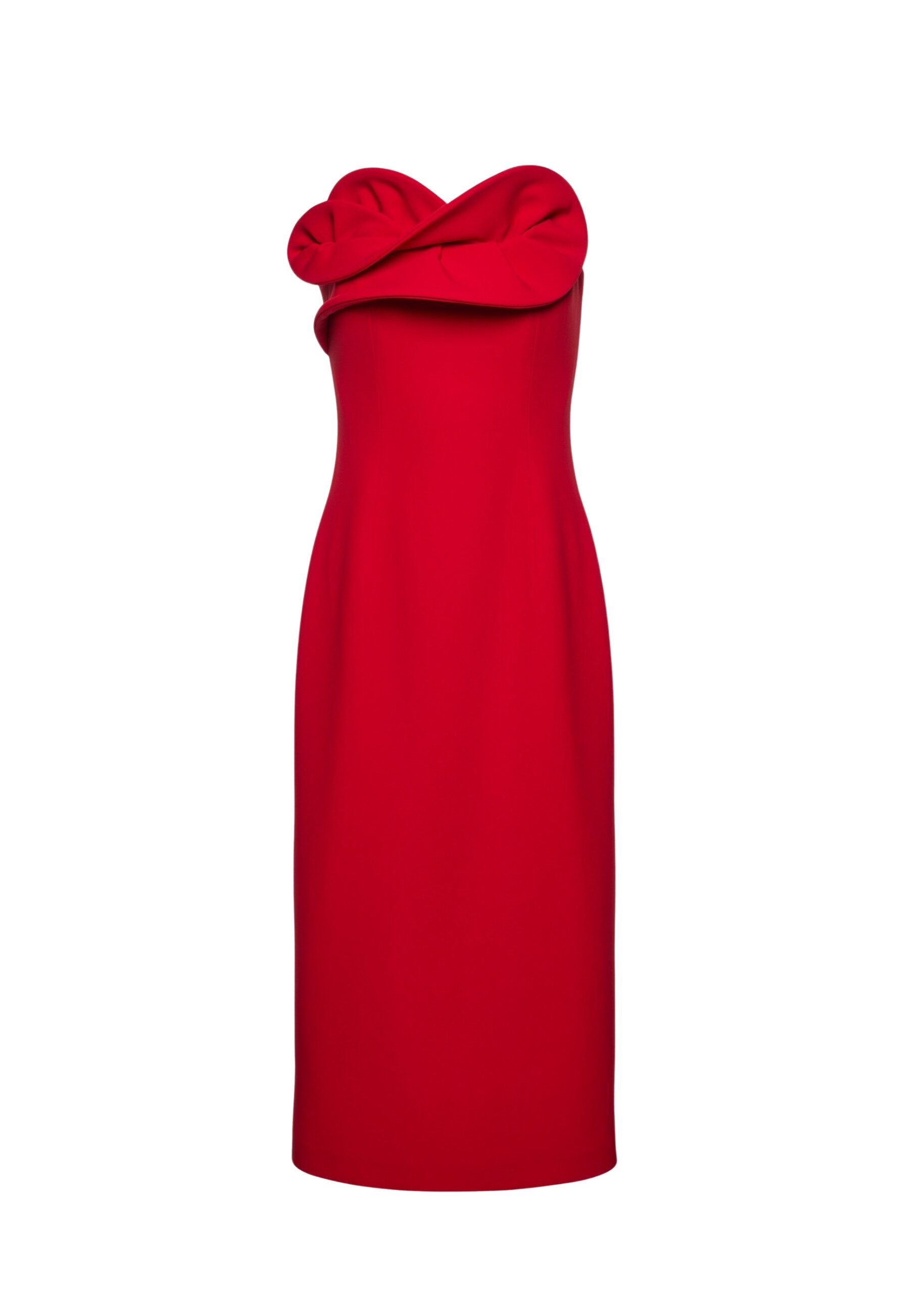 Magda Butrym Wool corset dress with sculptural neckline in red
