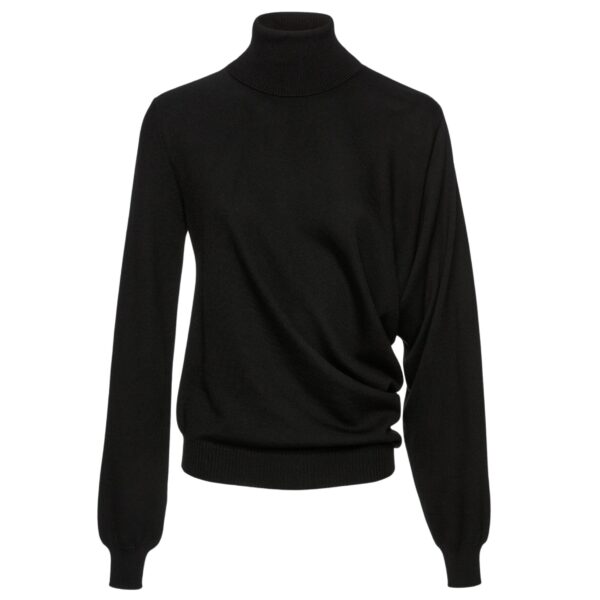 Magda Butrym Wool draped turtleneck in black