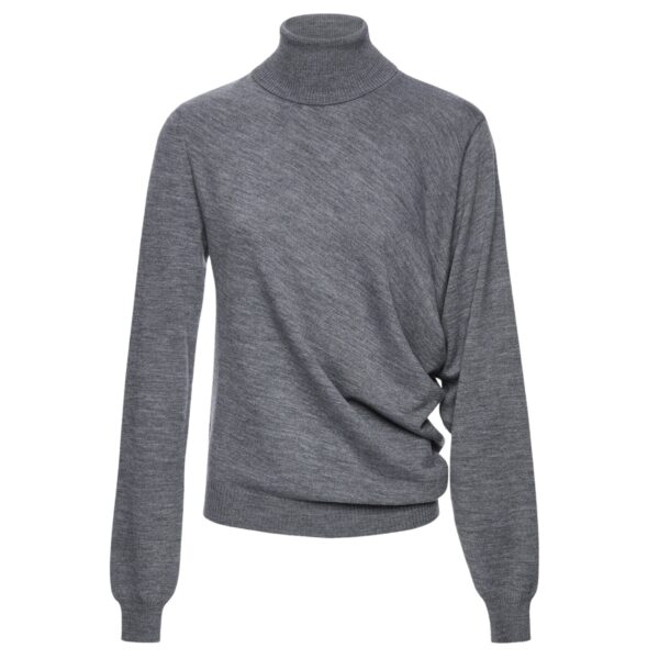 Magda Butrym Wool draped turtleneck in grey
