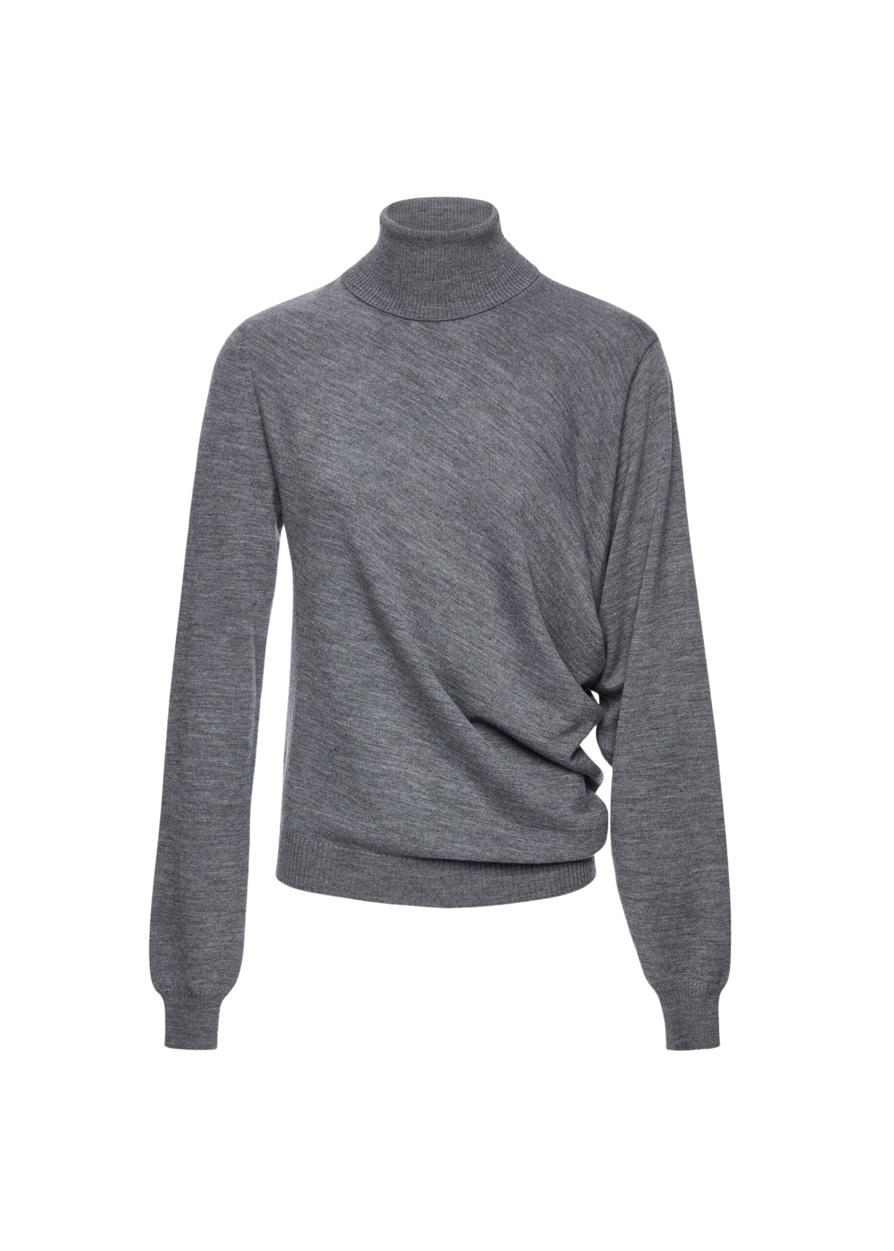 Magda Butrym Wool draped turtleneck in grey