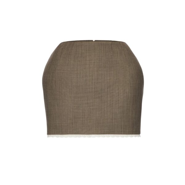 Magda Butrym Wool mini skirt with lace trim in beige
