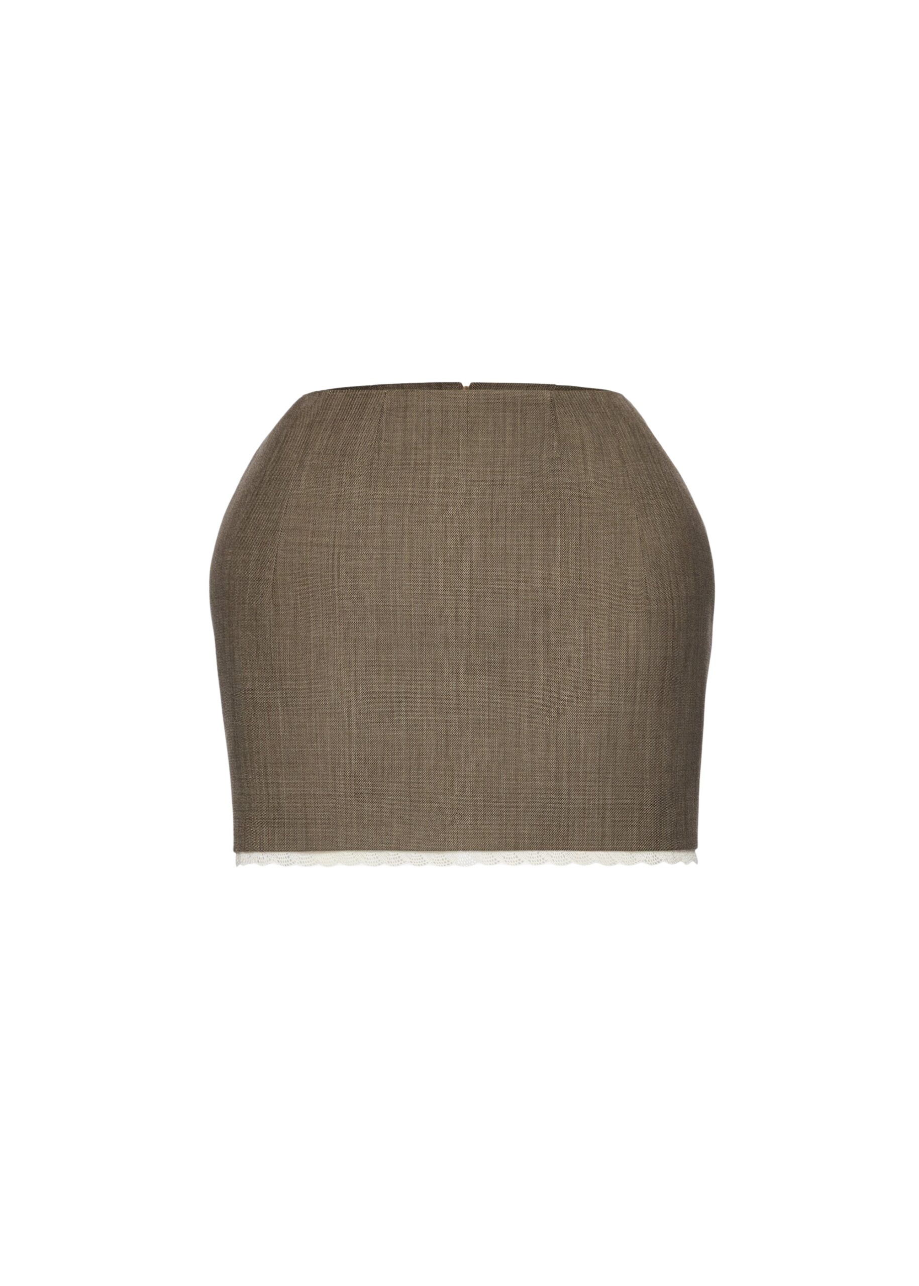 Magda Butrym Wool mini skirt with lace trim in beige