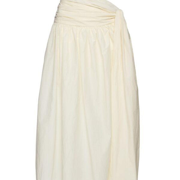 Magda Butrym Wrap-tie midi skirt with gathered hem in cream