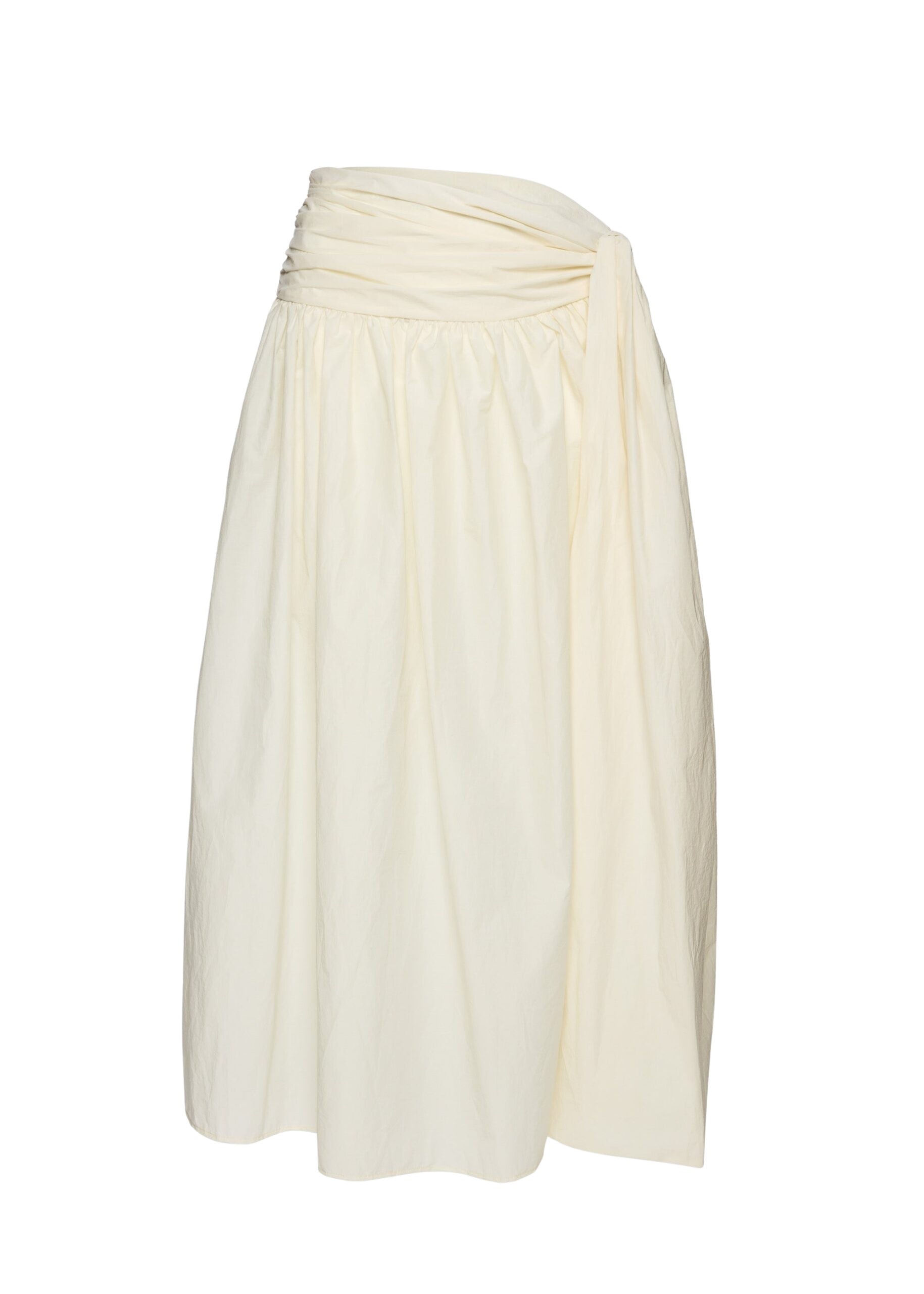 Magda Butrym Wrap-tie midi skirt with gathered hem in cream