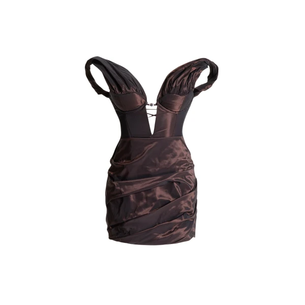 Maria Lucia Hohan Abril Mini Dress in Chocolate