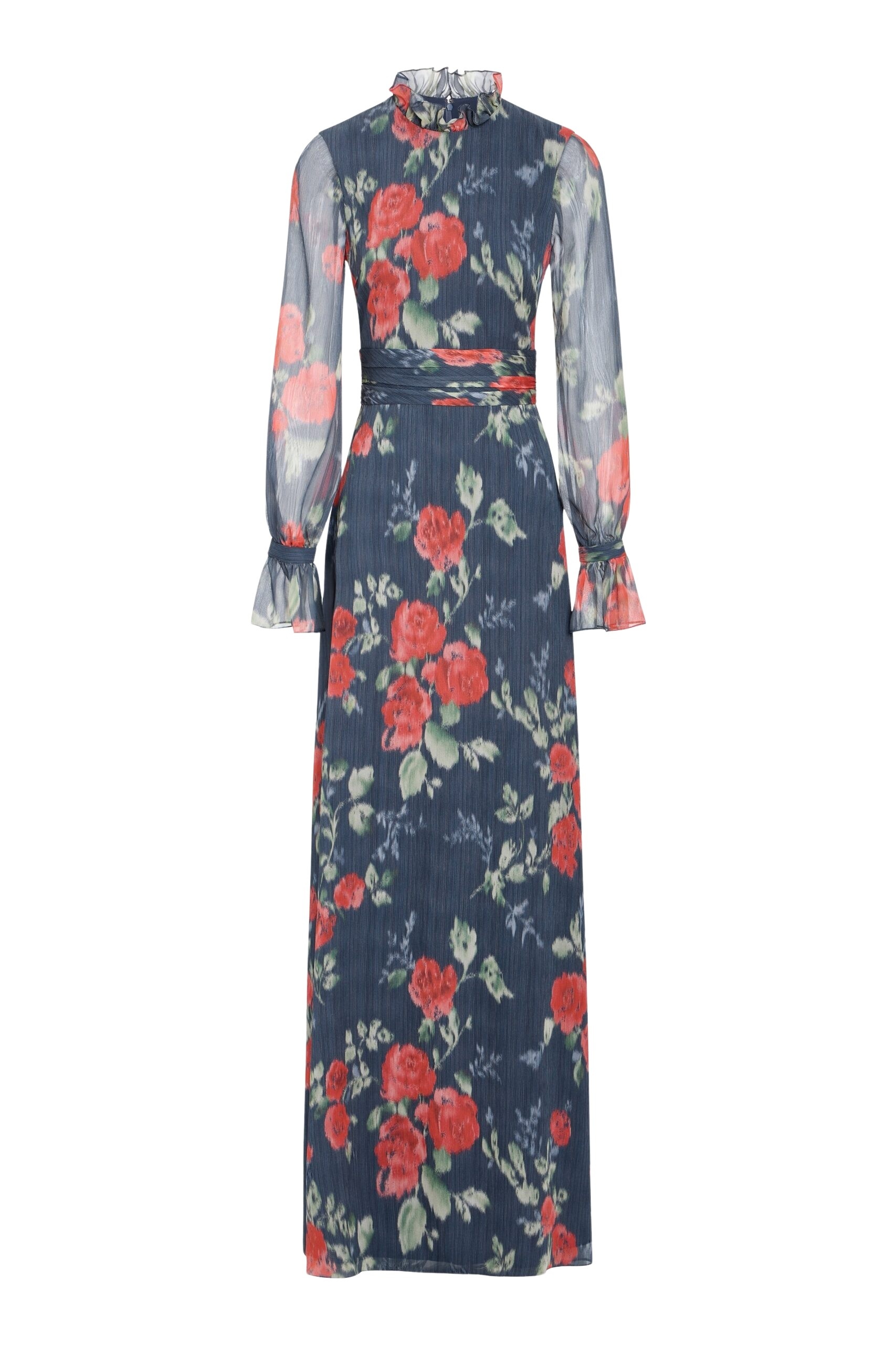Markarian Adelaide Red Bloom Chiffon Gown