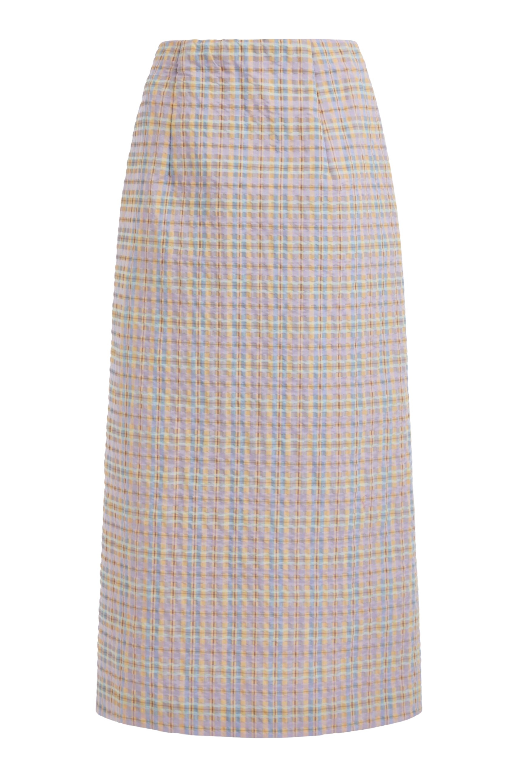 Markarian Betsy Pastel Plaid Midi Skirt
