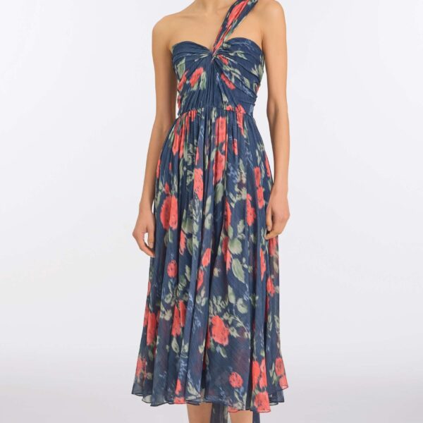 Markarian Red Bloom Chiffon Dress
