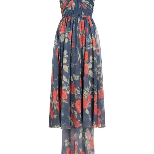 Markarian Erica Red Bloom Chiffon Midi Dress