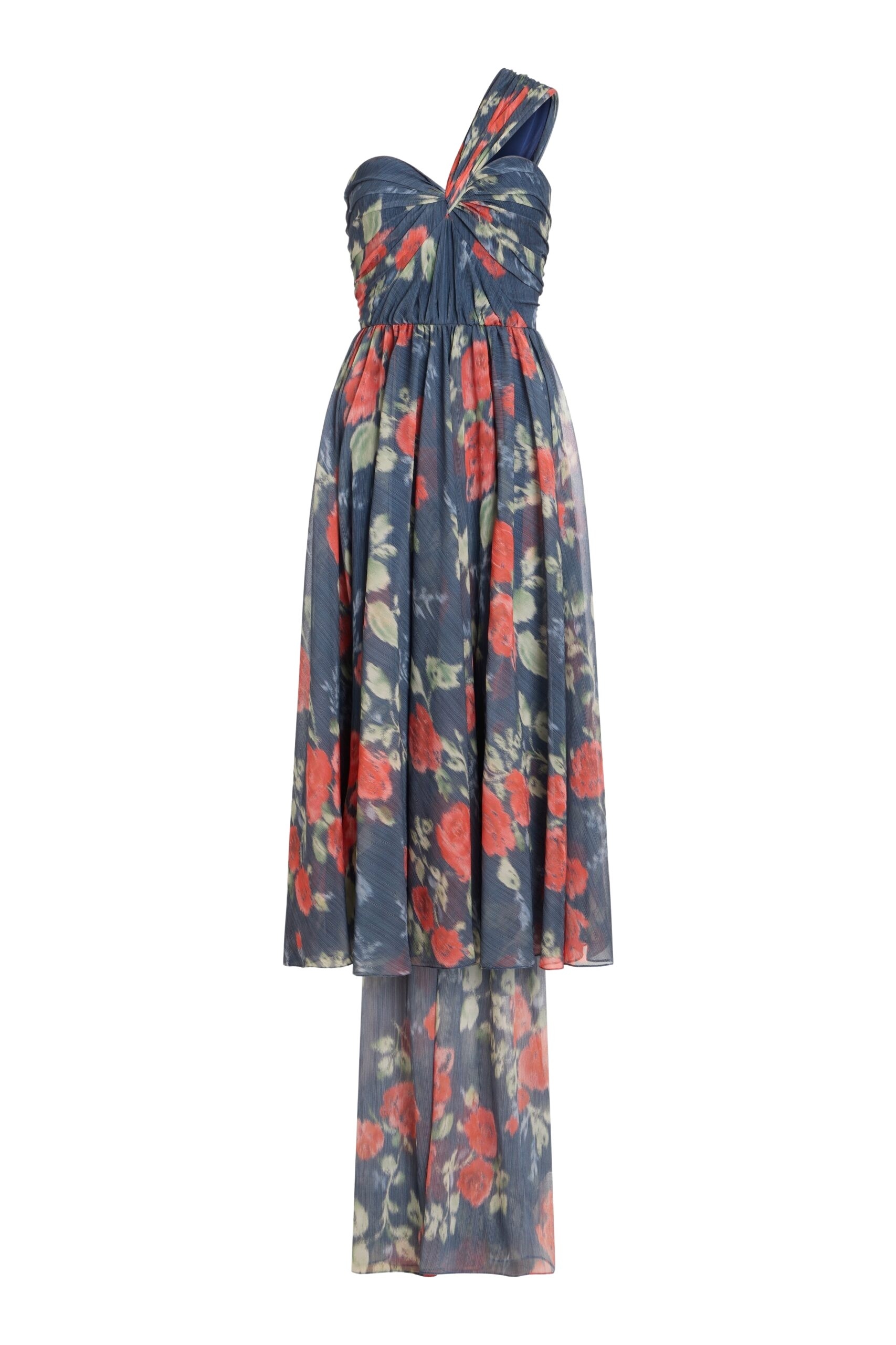 Markarian Erica Red Bloom Chiffon Midi Dress
