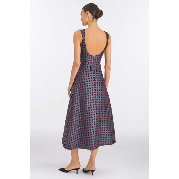Markarian Frances Teal Tapestry Midi Skirt, view 4