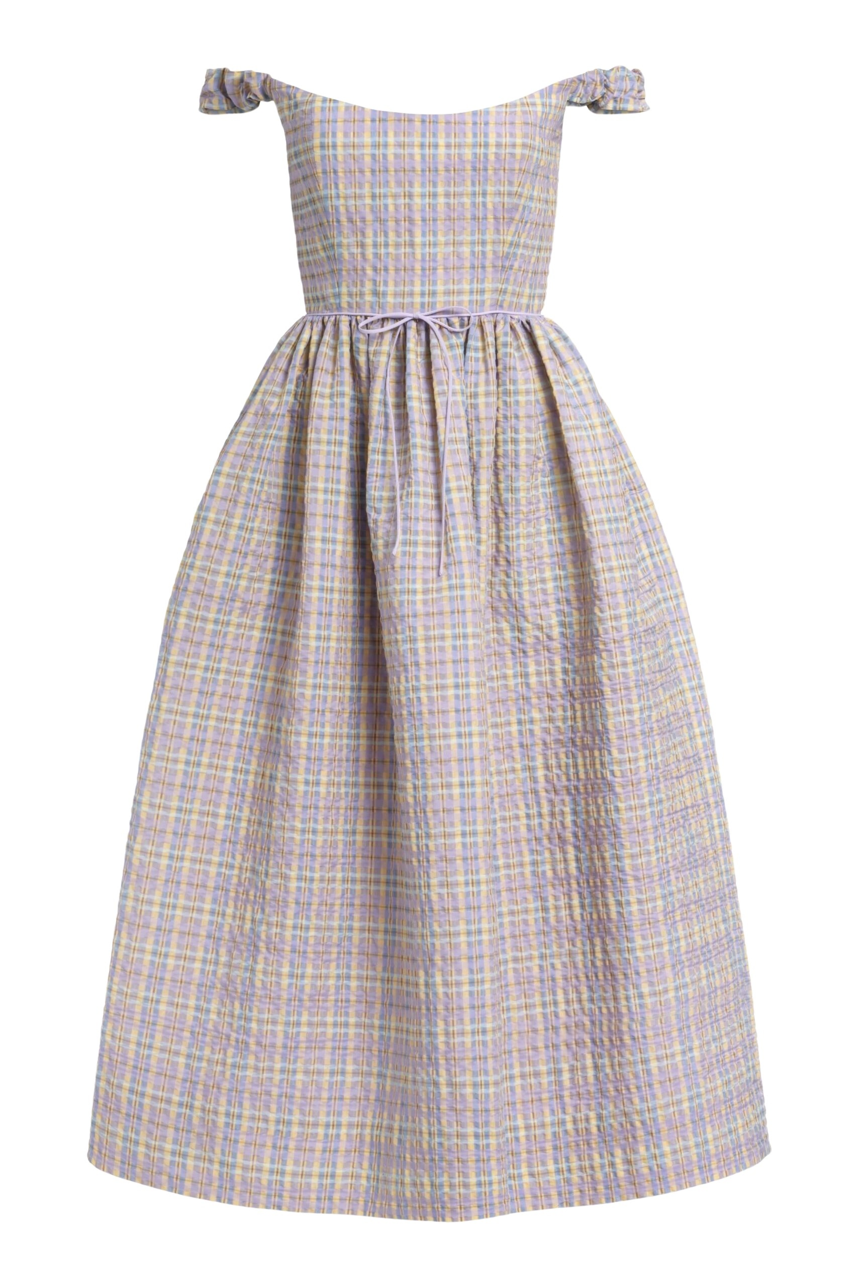 Markarian Ginger Pastel Plaid Midi Dress