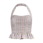 Markarian Kit Pastel Plaid Halter Top