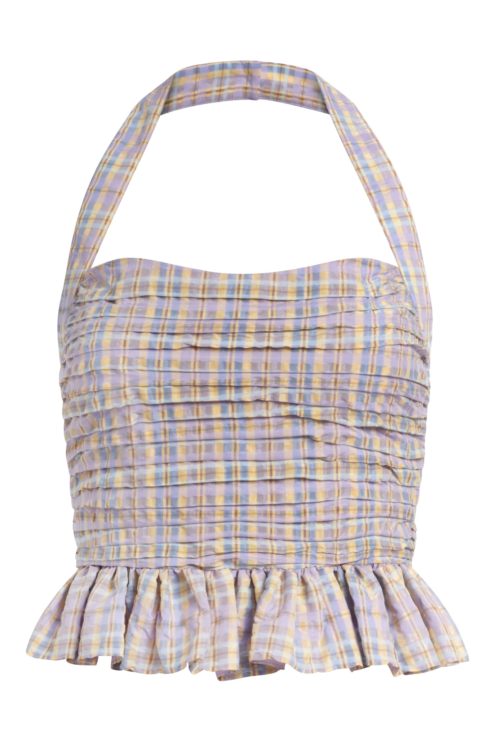 Markarian Kit Pastel Plaid Halter Top