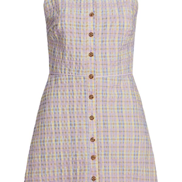 Skye Pastel Plaid Button Up Mini Dress