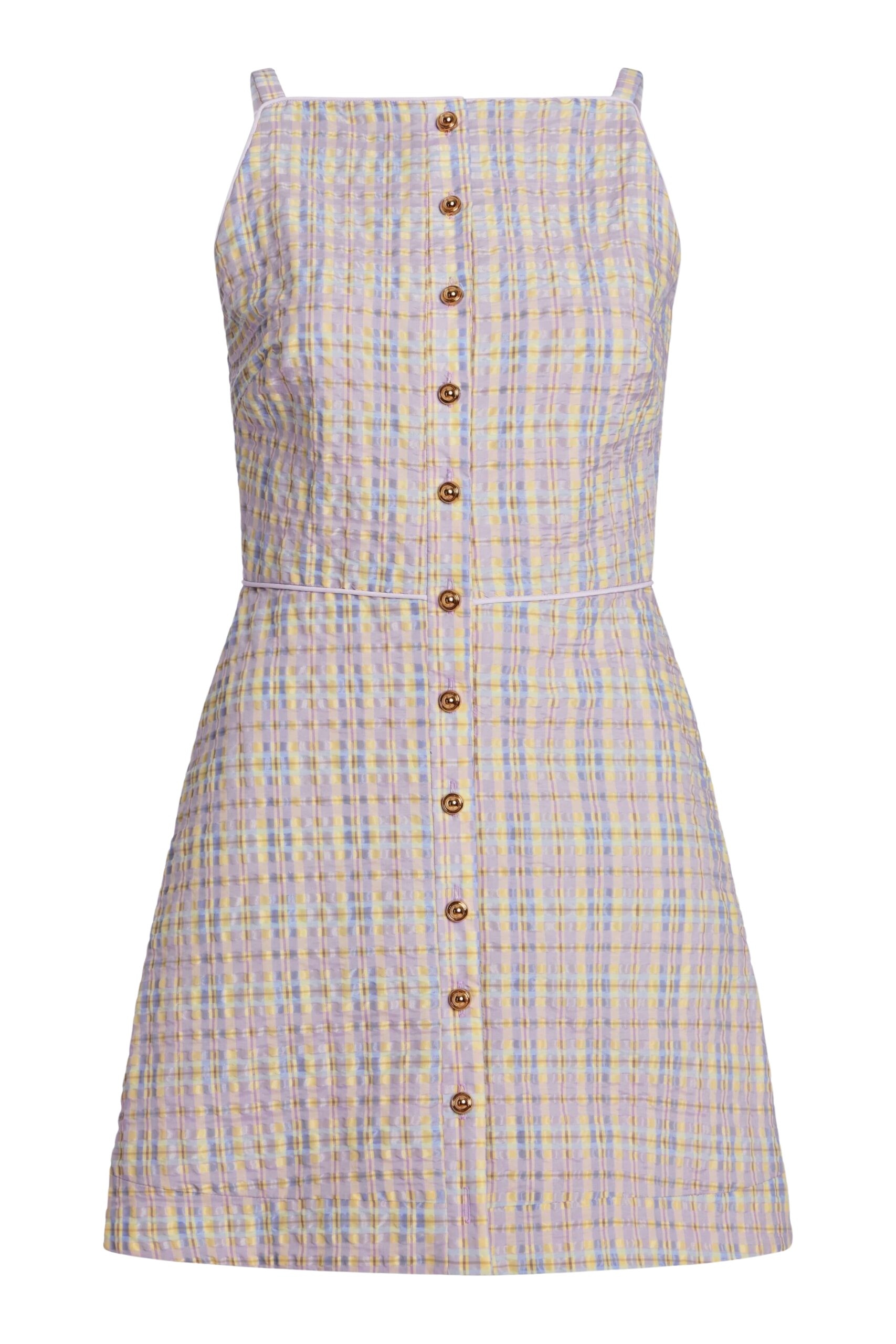 Markarian Skye Pastel Plaid Button Up Mini Dress