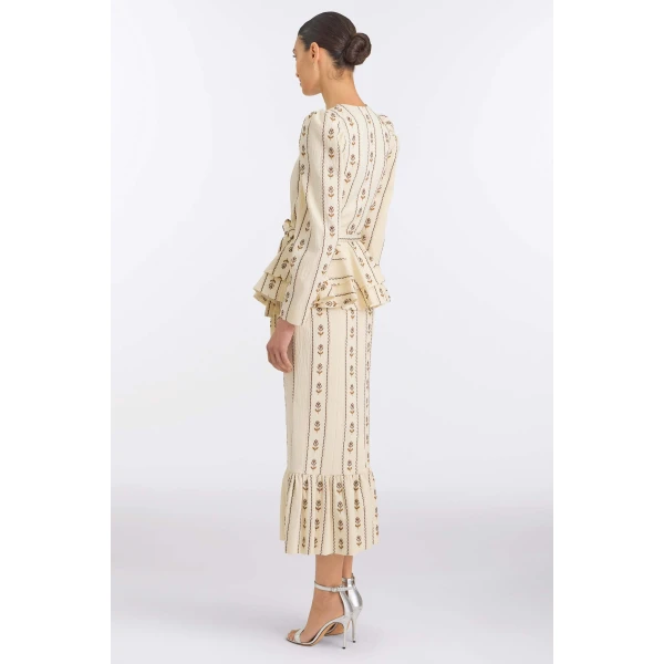 Markarian Suri Ivory Linen Skirt, view 4
