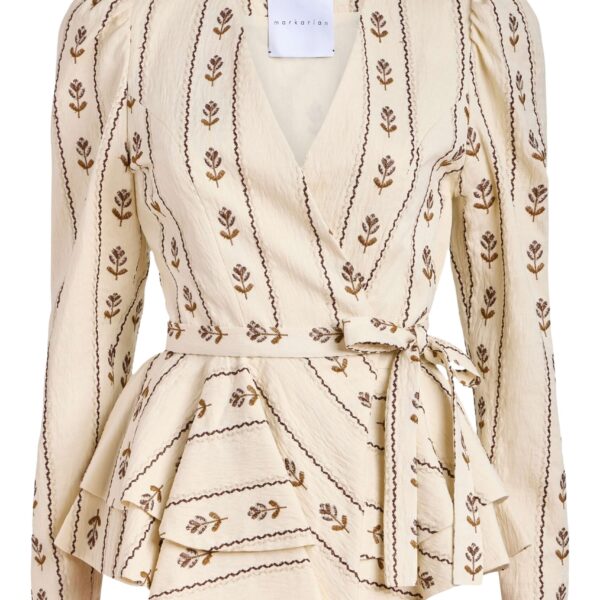 Markarian Vega Ivory Linen Wrap Top
