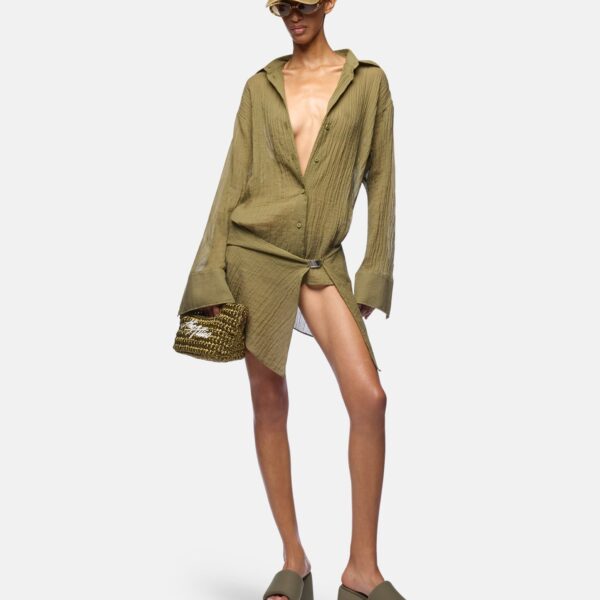 Military green mini dress