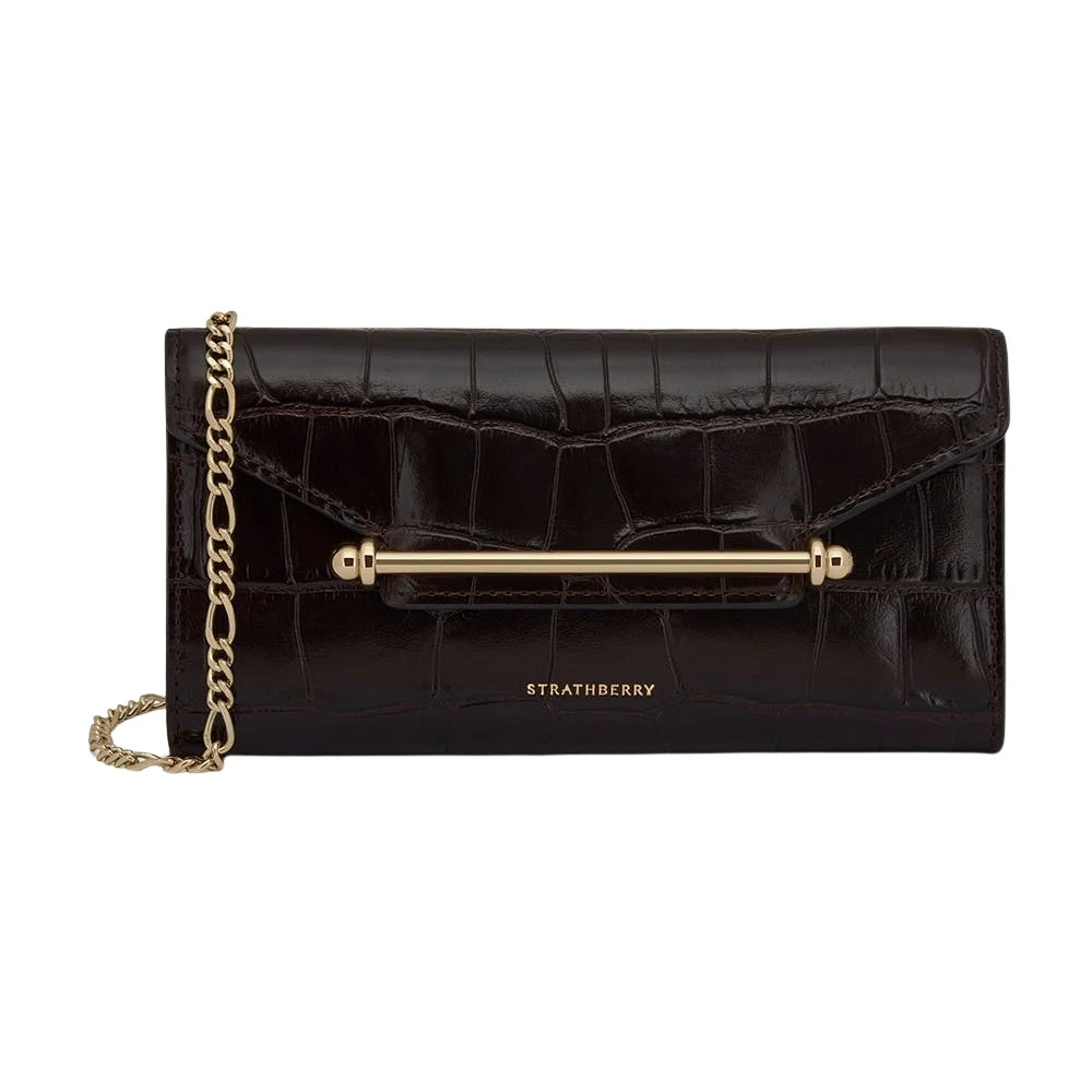 Multicolour-Multrees-Chain-Wallet-in-Mahogany-and-Black43666_nobg Strathberry Multrees Chain Wallet clutch bag