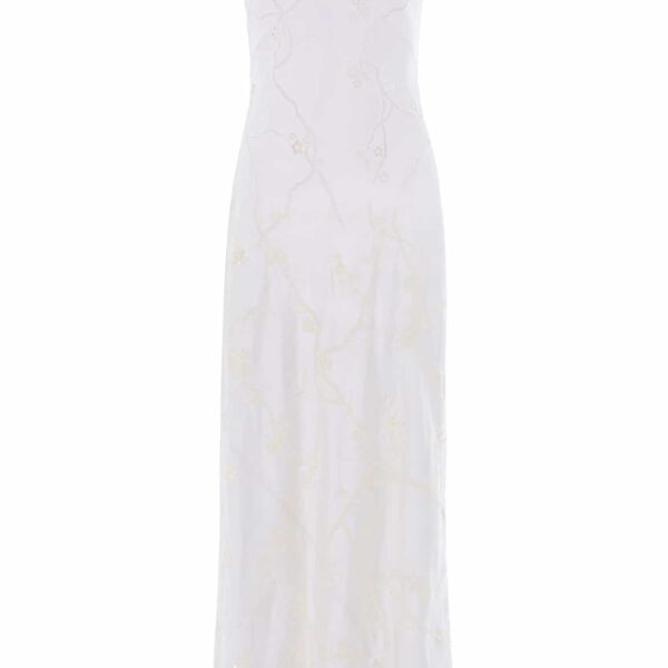 Needle & Thread Cherry Blossom Satin Cami Gown in Cream - Dresses - British Luxury Evening Wear at Coveti