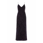 Needle & Thread Cherry Blossom Satin Cami Gown in Jet Black - Dresses - British Luxury Evening Wear at Coveti