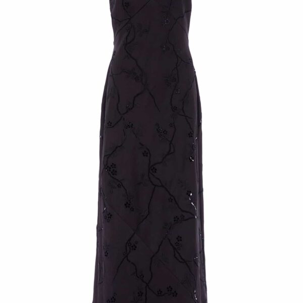 Needle & Thread Cherry Blossom Satin Cami Gown in Jet Black - Dresses - British Luxury Evening Wear at Coveti