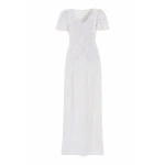Needle & Thread Cherry Blossom Satin Short Sleeve Gown in Cream - Dresses - British Luxury Evening Wear at Coveti