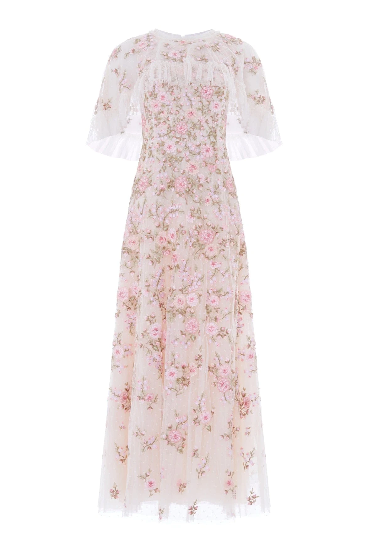 Needle & Thread Eden Rose Cape Ankle Gown in Cream/Multi - Dresses - British Luxury Evening Wear at Coveti Needle & Thread Eden Rose Cape Ankle Gown in Cream/Multi - Dresses - British Luxury Evening Wear at Coveti
