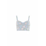 Needle & Thread Eden Rose Top in Aqua/Multi - Tops - British Luxury Evening Wear at Coveti