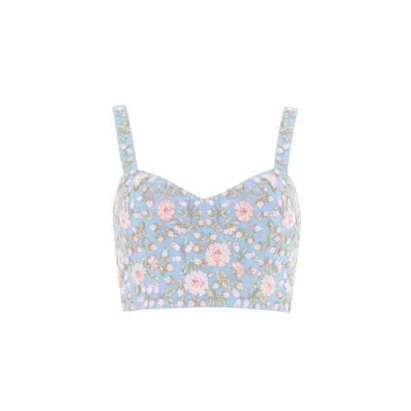 Needle & Thread Eden Rose Top in Aqua/Multi - Tops - British Luxury Evening Wear at Coveti