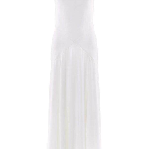 Needle & Thread Evangeline Satin Cowl Neck Gown in Chalk - Dresses - British Luxury Evening Wear at Coveti