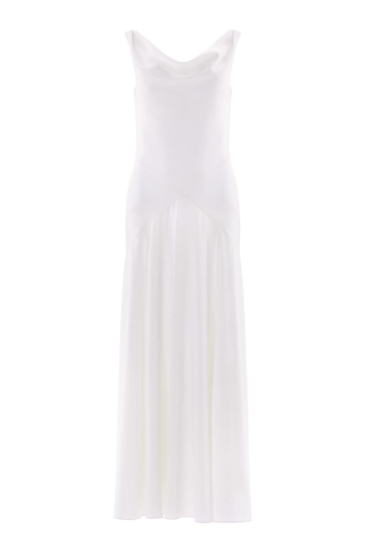 Needle & Thread Evangeline Satin Cowl Neck Gown in Chalk - Dresses - British Luxury Evening Wear at Coveti