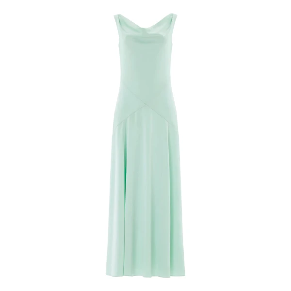 Needle & Thread Evangeline Satin Cowl Neck Gown in Sea Mist - Dresses - British Luxury Evening Wear at Coveti