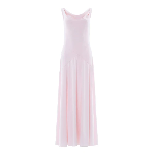 Needle & Thread Evangeline Satin Cowl Neck Gown in Shell - Dresses - British Luxury Evening Wear at Coveti