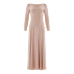 Needle & Thread Evangeline Satin Cowl Neck Long Sleeve Gown in Biscui - Dresses - British Luxury Evening Wear at Coveti