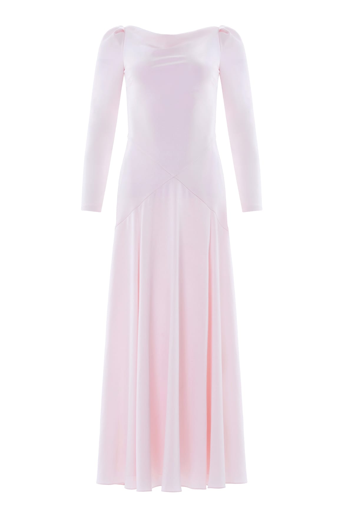Needle & Thread Evangeline Satin Cowl Neck Long Sleeve Gown in Shell - Dresses - British Luxury Evening Wear at Coveti