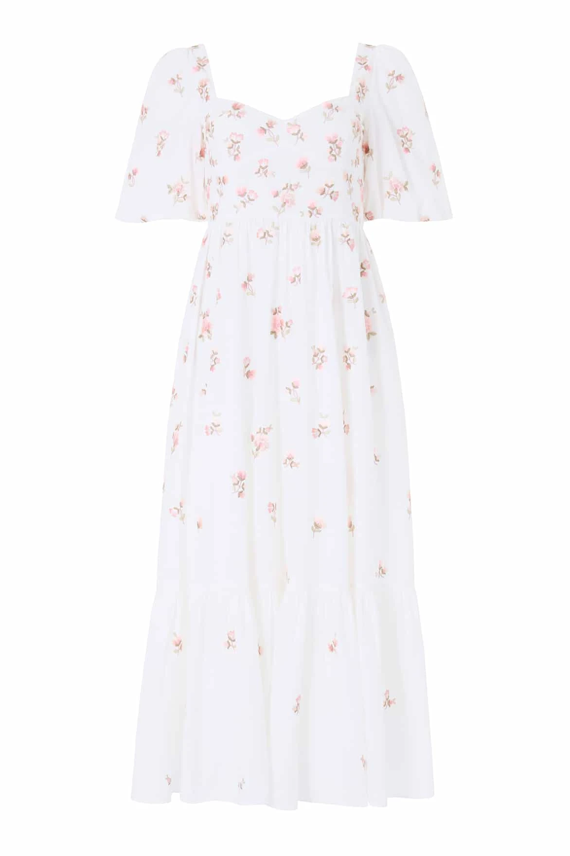 Needle & Thread Flora Ditsy Cotton Ankle Gown in Chalk - Dresses - British Luxury Evening Wear at Coveti Needle & Thread Flora Ditsy Cotton Ankle Gown in Chalk - Dresses - British Luxury Evening Wear at Coveti