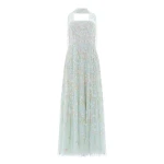 Needle & Thread Forget-Me-Not Strapless Gown in Sea Mist/Multi - Dresses - British Luxury Evening Wear at Coveti