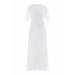 Needle & Thread Freya Cape Ankle Gown in Swan White - Dresses - British Luxury Evening Wear at Coveti