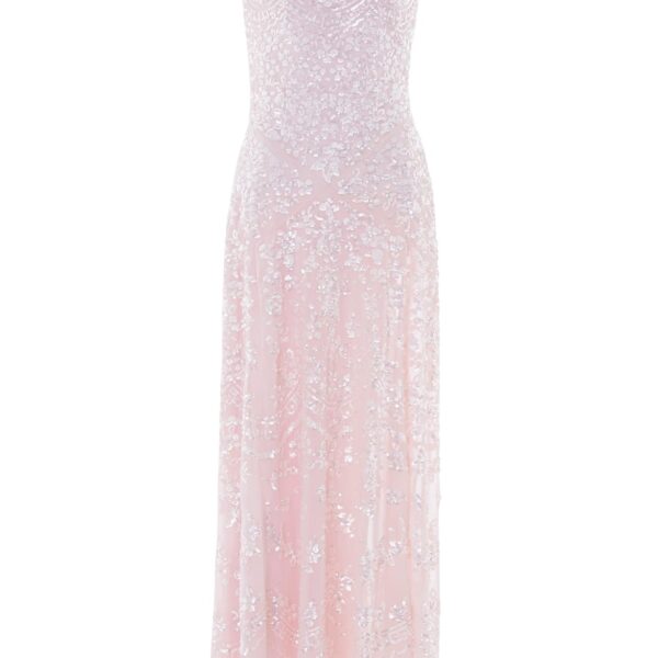 Needle & Thread Freya Georgette Gown in Shell - Dresses - British Luxury Evening Wear at Coveti