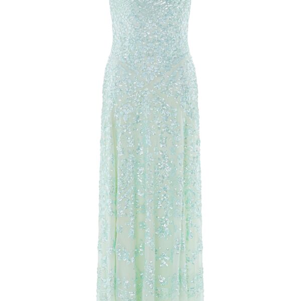 Needle & Thread Freya Georgette Gown in Soft Mint - Dresses - British Luxury Evening Wear at Coveti