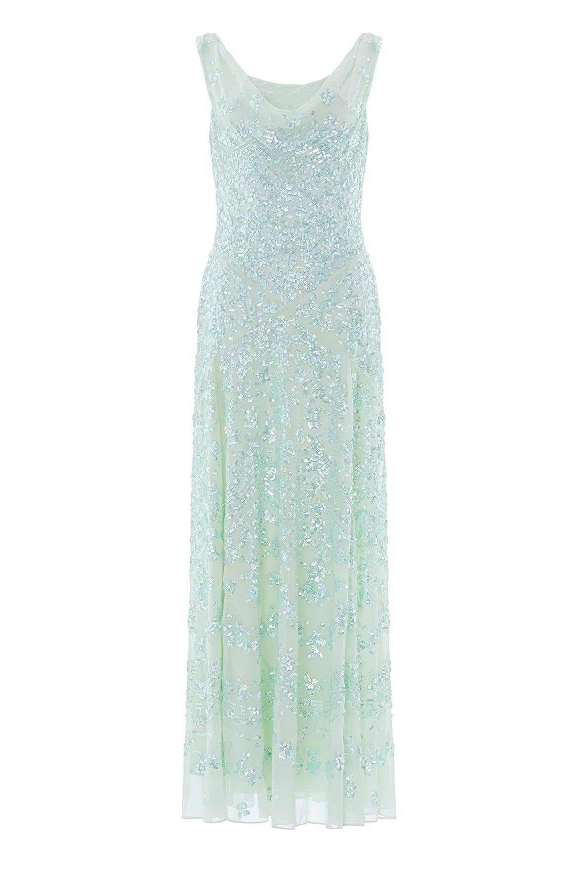 Needle & Thread Freya Georgette Gown in Soft Mint - Dresses - British Luxury Evening Wear at Coveti