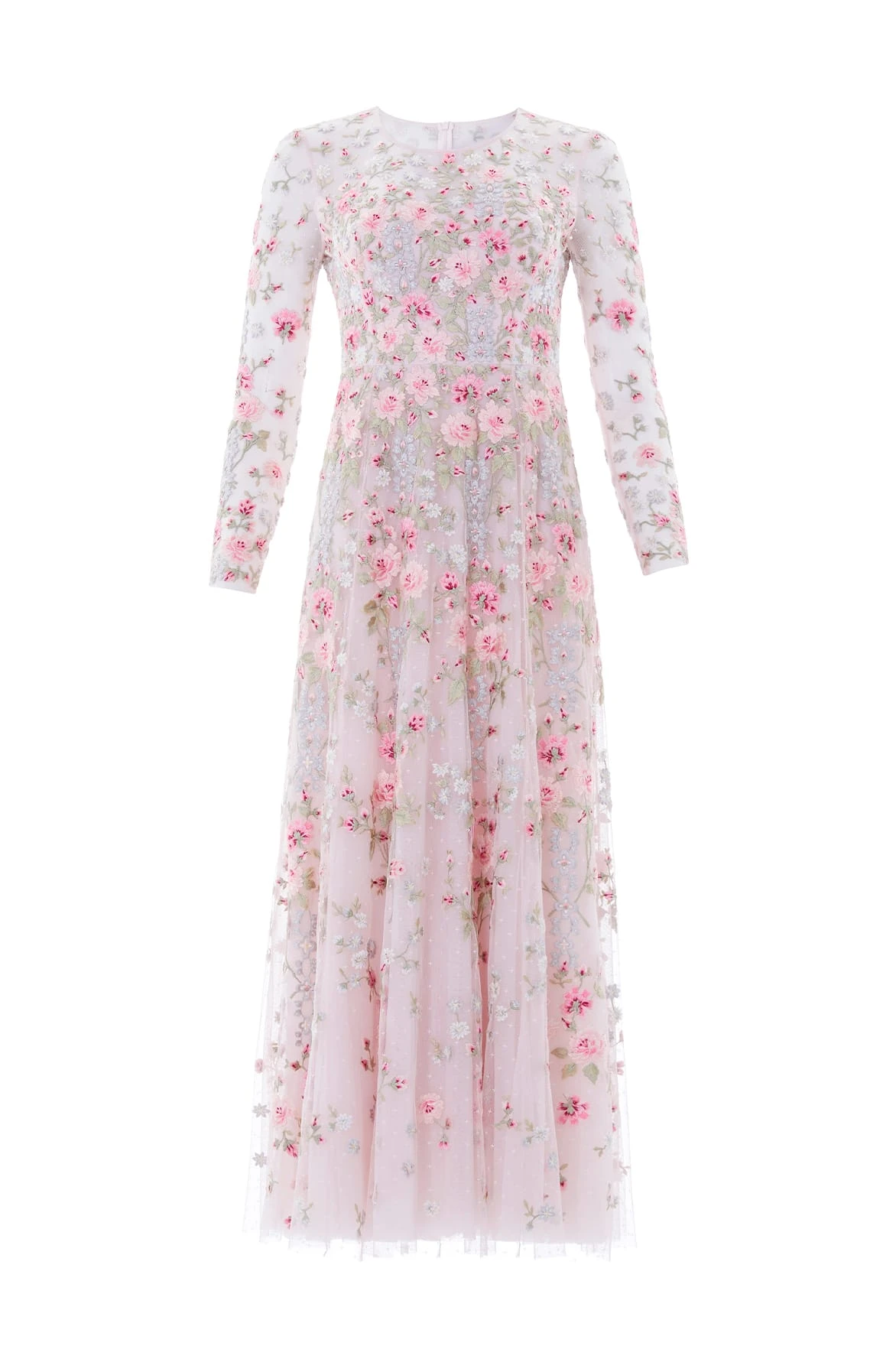 Needle & Thread Garden Rose Long Sleeve Ankle Gown in Shell/Bright - Dresses - British Luxury Evening Wear at Coveti Needle & Thread Garden Rose Long Sleeve Ankle Gown in Shell/Bright - Dresses - British Luxury Evening Wear at Coveti